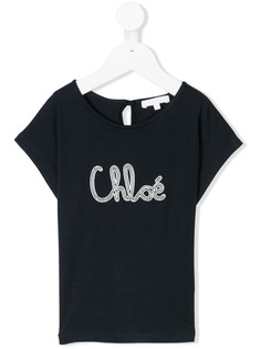 Chloé Kids футболка с вышитым логотипом
