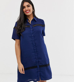 Платье-рубашка с кружевными вставками Koko - Темно-синий