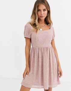 Свободное короткое платье с винтажным цветочным принтом Daisy Street - Розовый