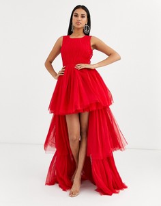 Красное многослойное платье макси из тюля Lace & Beads - Красный