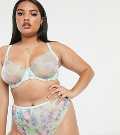 Зеленый бюстгальтер без подкладок с принтом тай-дай Savage x Fenty Plus Size glisenette - Зеленый