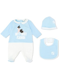 Fendi Kids "комплект My First FFendi из пижамы, шапки и нагрудника"