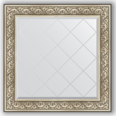 Зеркало с гравировкой в багетной раме Evoform барокко серебро 106 мм 90x90 см