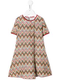 Missoni Kids трикотажное платье с узором зигзаг