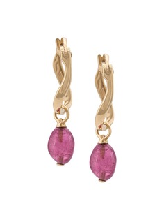 John Hardy Adwoa Aboah 18kt Yellow Gold And Pink Tourmaline Twisted Hoop Drop Earrings