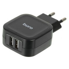 Сетевое зарядное устройство Buro TJ-278B Smart, 2xUSB, 3.4A, черный