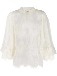 Edward Achour Paris полупрозрачная блузка с вышивкой