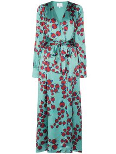 Rebecca De Ravenel Berry print tie-waist dress