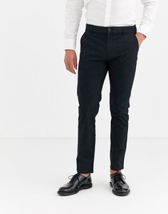 Черные однотонные шерстяные брюки Selected Homme