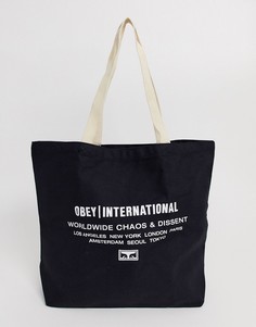 Черная сумка-тоут Obey International Chaos & Dissent