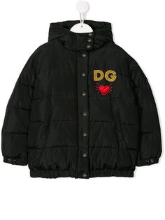 Dolce & Gabbana Kids пуховик с логотипом DG