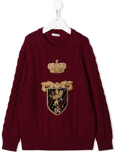 Dolce & Gabbana Kids фактурный джемпер с нашивкой Heraldic