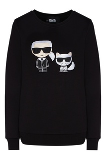 Черный свитшот с символикой K/Ikonik Karl Lagerfeld