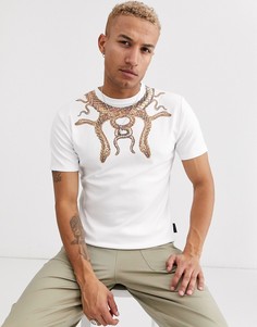 Белая футболка со змеиным принтом Hermano