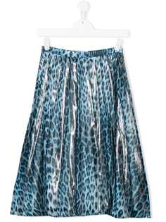 Roberto Cavalli Junior плиссированная юбка с леопардовым принтом