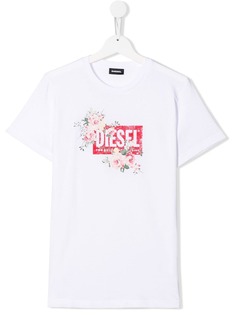 Diesel Kids футболка с логотипом и цветочным принтом