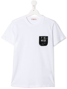 Nº21 Kids футболка с логотипом из пайеток