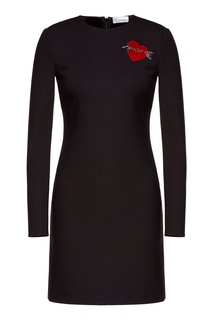 Черное платье-мини с аппликацией Red Valentino