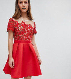 Платье мини для выпускного с кружевным топом Little Mistress Petite-Красный
