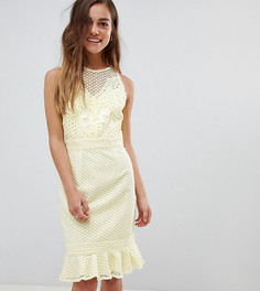 Платье лимонного цвета с кружевом Little Mistress Petite-Желтый