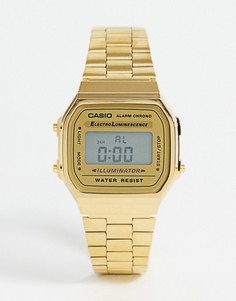 Цифровые часы в стиле унисекс с позолоченным браслетом Casio A168WGEA-9EF-Золотистый