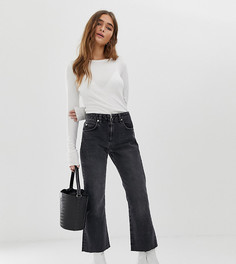 Укороченные расклешенные джинсы с ширинкой на молнии ASOS DESIGN Petite Egerton-Черный