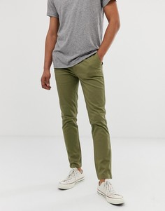 Облегающие чиносы цвета хаки Burton Menswear-Зеленый