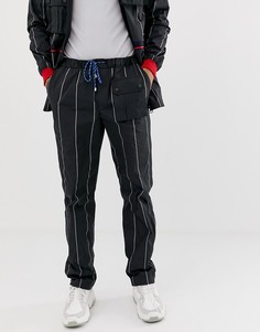 Черные брюки в стиле милитари с полосками LYPH-Черный
