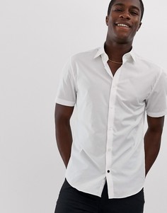 Белая узкая рубашка с короткими рукавами Esprit-Белый