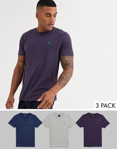 Набор из 3 футболок темно-синего, серого и фиолетового цвета с логотипом Abercrombie & Fitch-Мульти