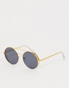 Круглые солнцезащитные очки с дымчатыми стеклами ASOS DESIGN-Золотой