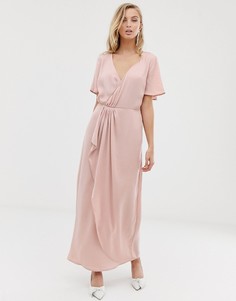 Платье макси с запахом и плиссировкой Vila-Розовый