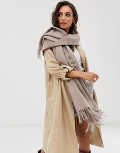 Бежевый длинный шерстяной шарф с кисточками ASOS DESIGN