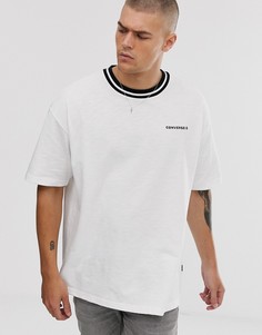 Белая футболка с окантовкой и логотипом Converse-Белый