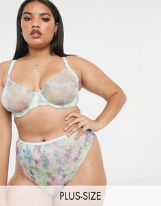 Зеленый бюстгальтер без подкладок с принтом тай-дай Savage x Fenty Plus Size glisenette