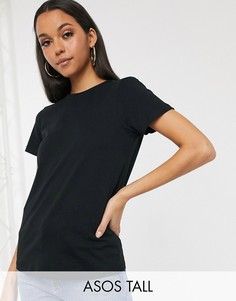 Черная футболка из органического хлопка с круглым вырезом ASOS DESIGN Tall - ultimate-Черный