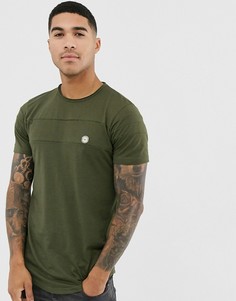 Удлиненная футболка с закругленным краем и вставками Le Breve-Зеленый