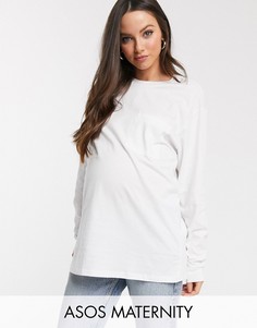 Белая oversize-футболка с карманами ASOS DESIGN Maternity-Белый