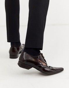 Коричневые блестящие кожаные туфли с контрастной отделкой Jeffery West Pino-Коричневый