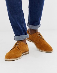 Светло-коричневые замшевые туфли на шнуровке Base London Kinch-Бежевый
