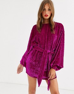 Платье мини с пайетками ASOS EDITION-Розовый цвет