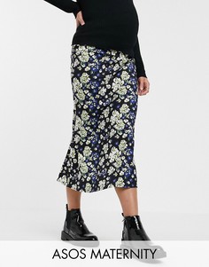 Трикотажная юбка-комбинация с цветочным принтом ASOS DESIGN Maternity-Мульти
