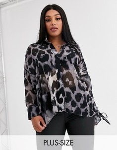 Oversize-рубашка с леопардовым принтом Religion Plus-Серый