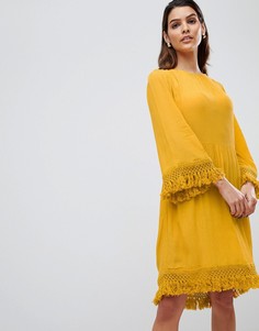 Желтое свободное платье миди с кисточками Y.A.S-Желтый