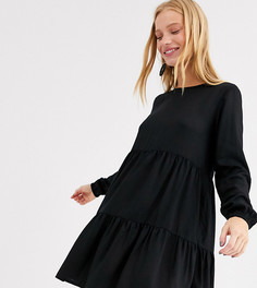 Черное свободное платье мини с длинными рукавами Monki-Черный