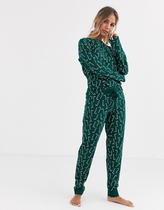 Пижамный комплект с принтом Loungeable-Зеленый