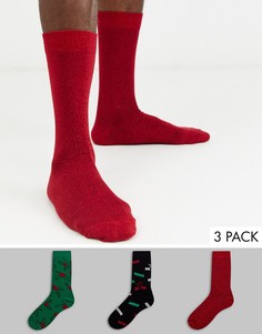 3 пары блестящих новогодних носков ASOS DESIGN-Мульти