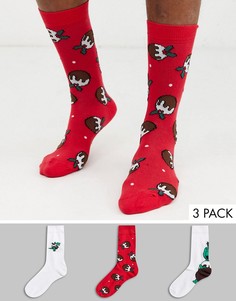 Набор из 3 пар новогодних носков с принтом динозавров ASOS DESIGN - Скидка-Мульти
