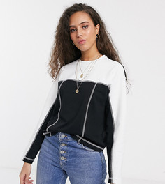 Свитшот колор блок с плоскими швами ASOS DESIGN Petite-Черный