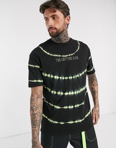 Черно-зеленая oversize-футболка с принтом тай-дай The Couture Club-Черный